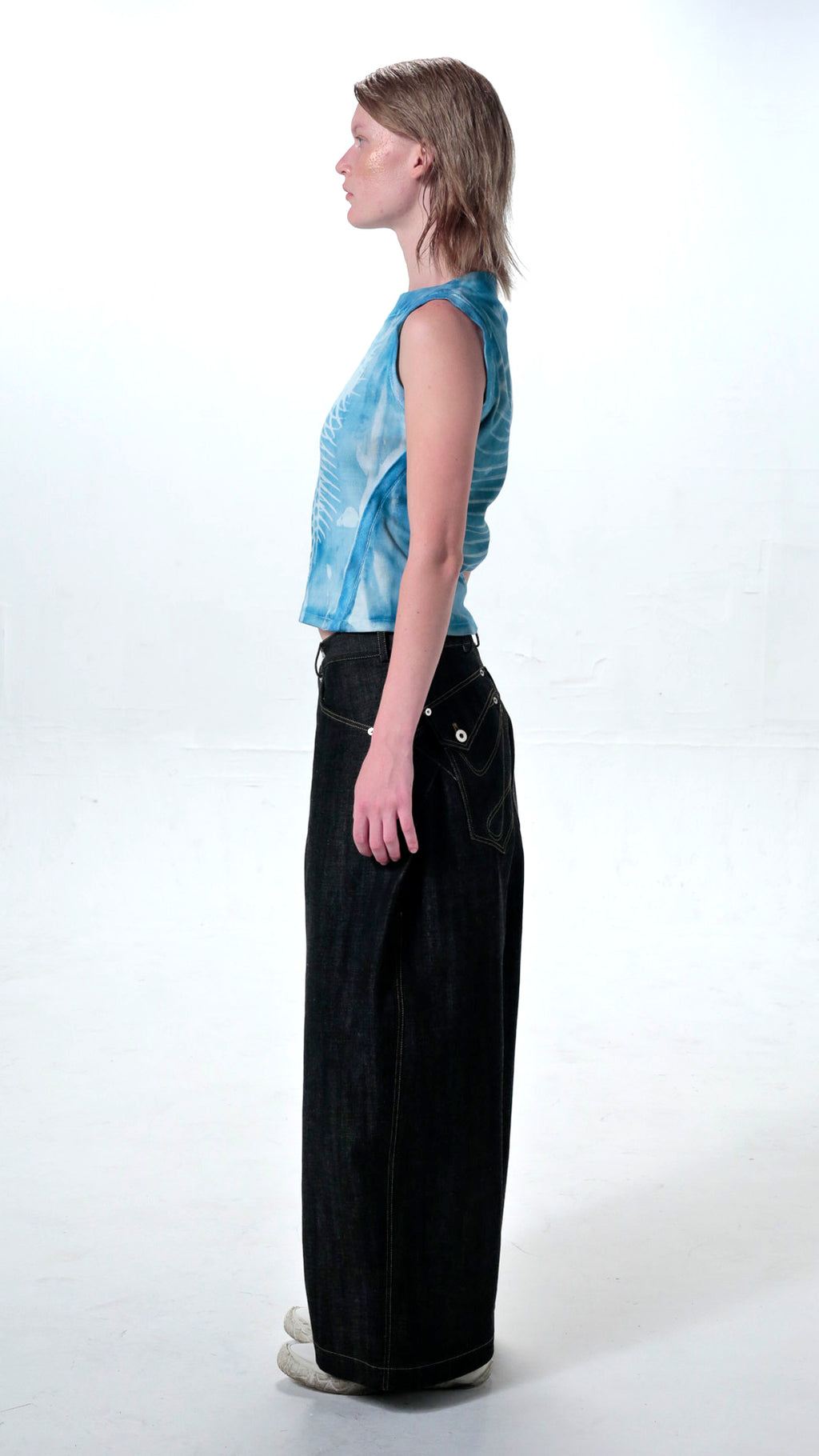 YES CYANOTYPE BOAT NECK TANK TOP