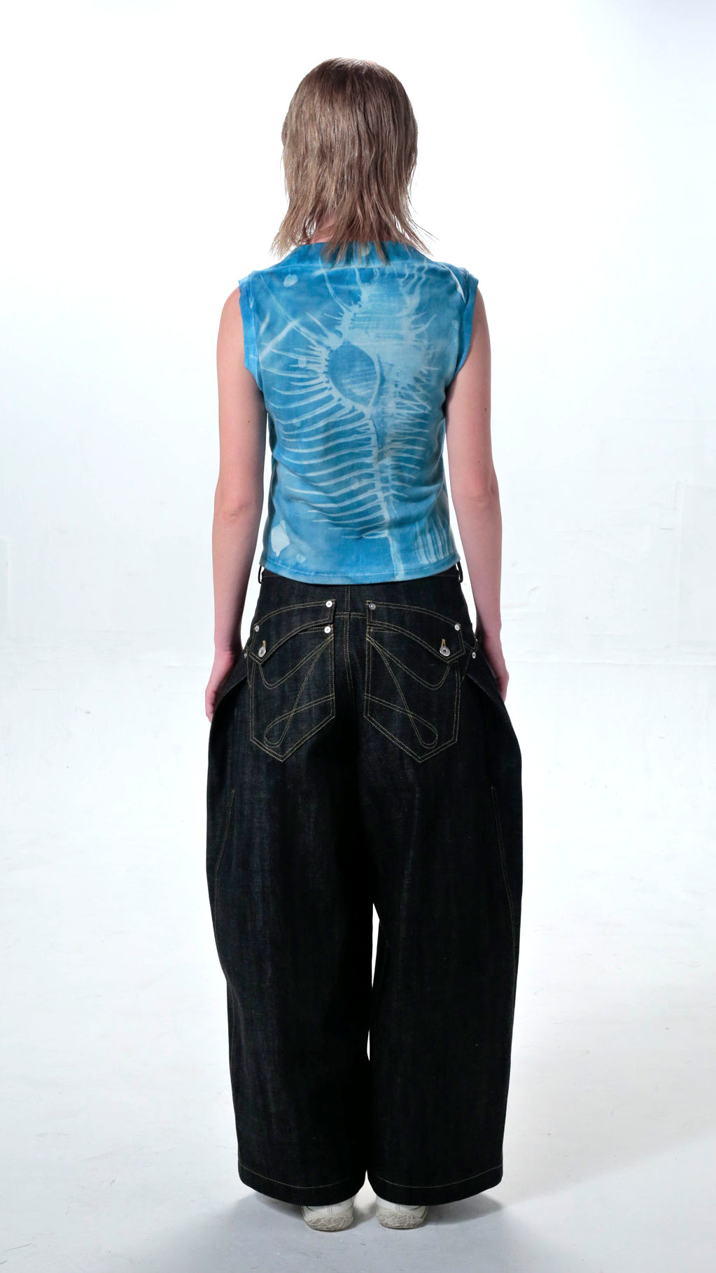 YES CYANOTYPE BOAT NECK TANK TOP