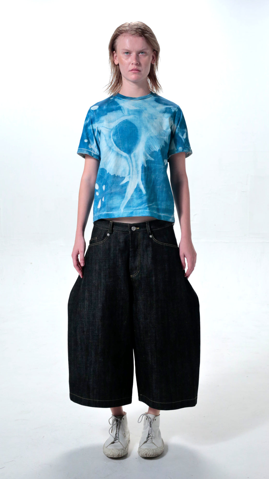 YES CYANOTYPE RINGER TEE
