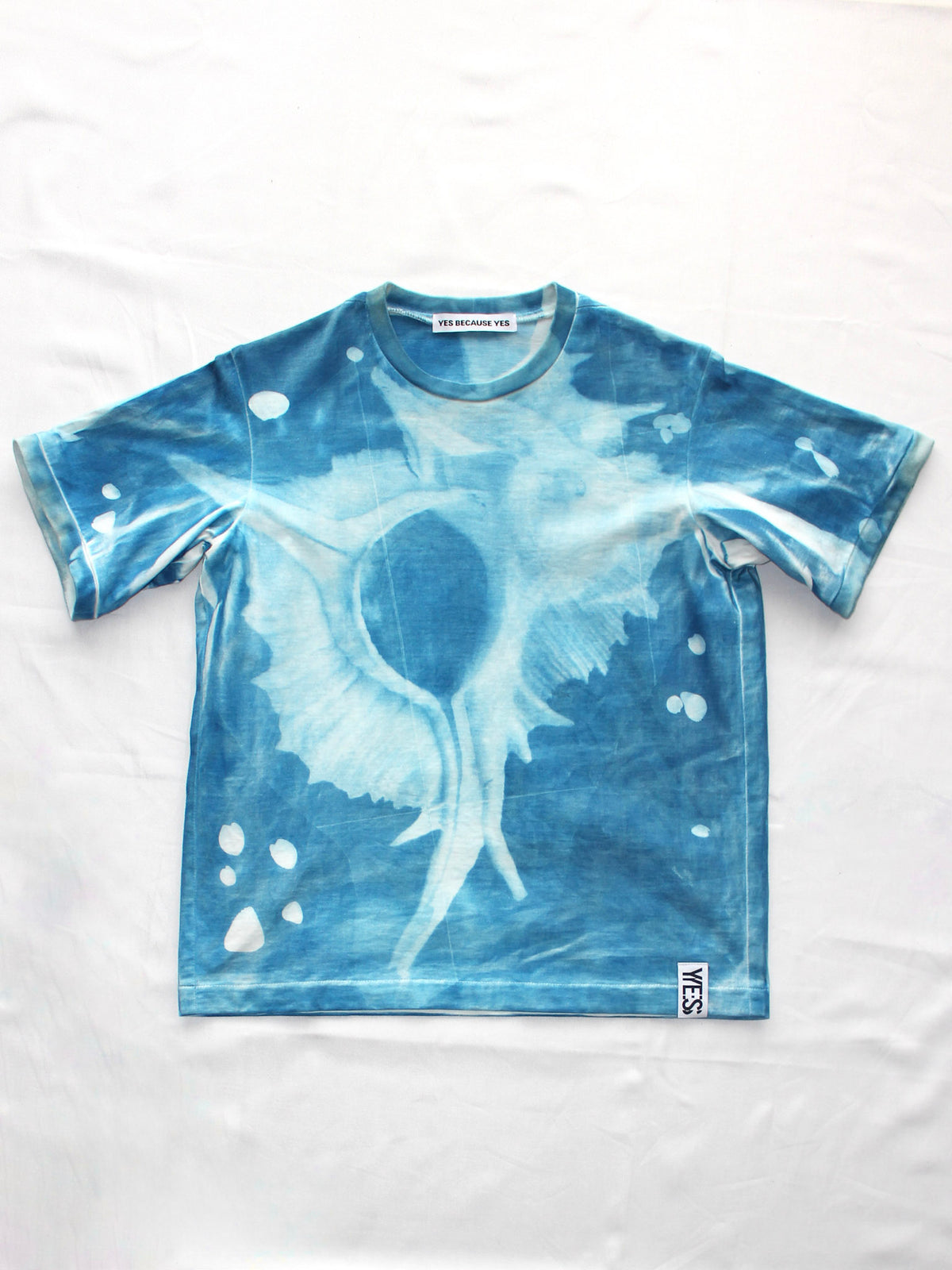 YES CYANOTYPE RINGER TEE